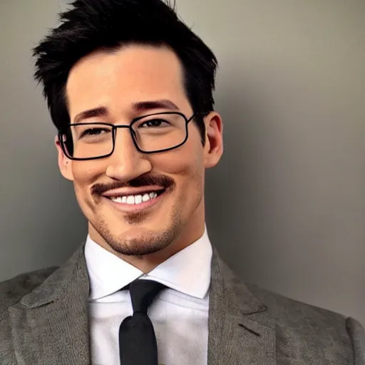 Image similar to a high quality photo of handsome markiplier, gigachad