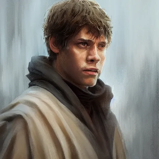 Image similar to portrait of a man by greg rutkowski, dan skywalker from star wars expanded universe, wearing jedi robes, he is about 2 0 years old, highly detailed portrait, digital painting, artstation, concept art, smooth, sharp foccus ilustration, artstation hq