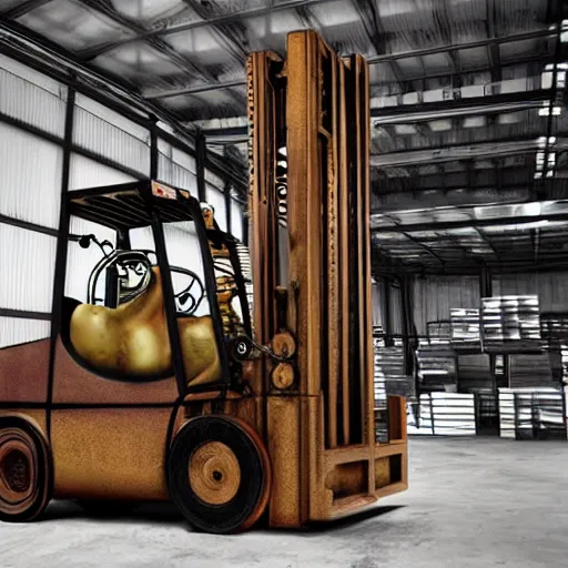 Image similar to Forklift in a steampunk setting