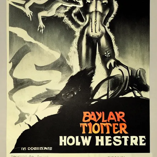 Image similar to vintage horror monster movie poster