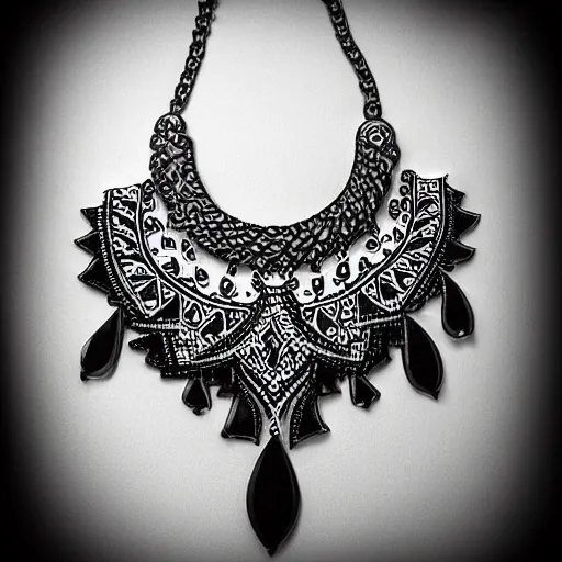 Prompt: black and white opulent feminine jewellery ornate tribal necklace tattoo design sketch on paper