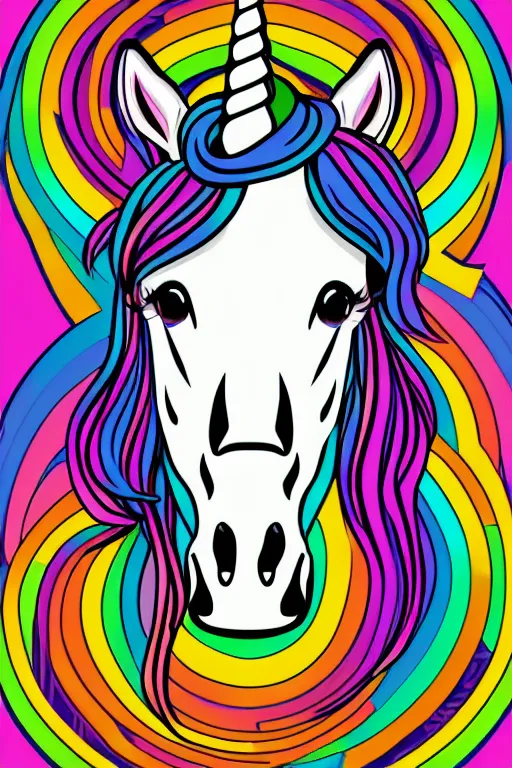 Image similar to A portrait of a gangster unicorn, sticker, highly detailed, colorful, illustration, smooth and clean vector curves, no jagged lines, vector art, smooth