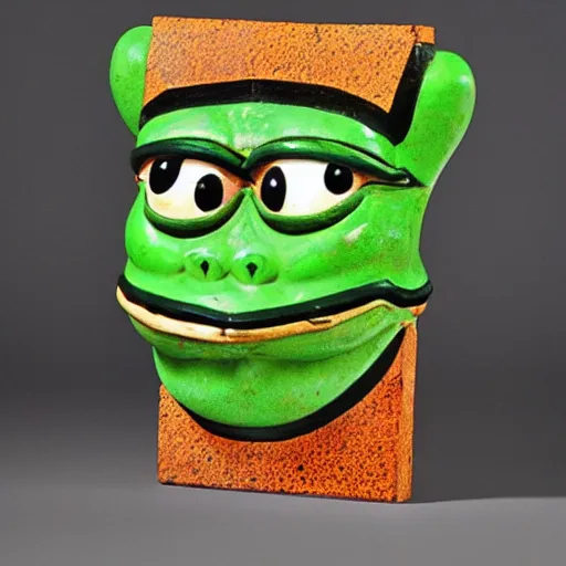 Prompt: pre - columbian pepe the frog artifact