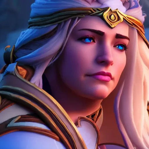 Image similar to realistic still of jaina proudmoore amazing details 8 k beautiful ultra realistic sharp focus cinematic lightning