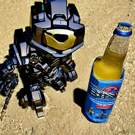 Prompt: bionicle and beer