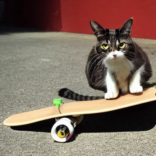 Image similar to a cat on a skateboard