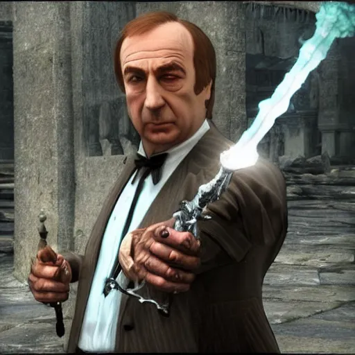 Image similar to Saul Goodman as a Dark Souls boss