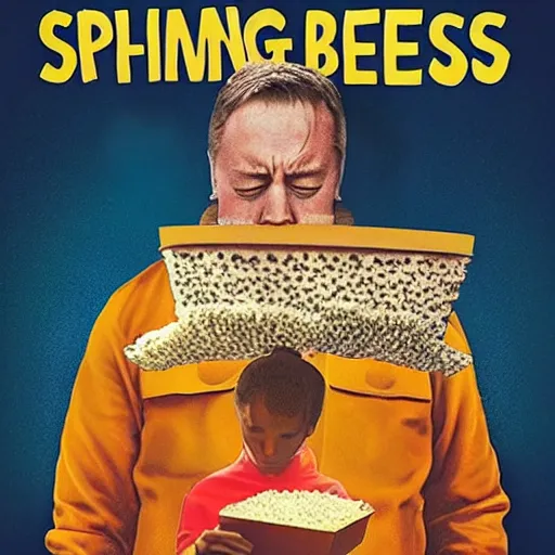 Prompt: movie poster about a person smelling bees