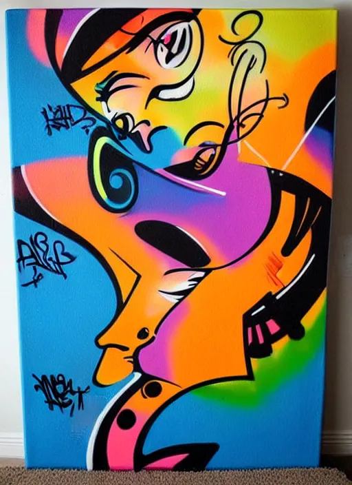 Image similar to beautiful graffiti on canvas