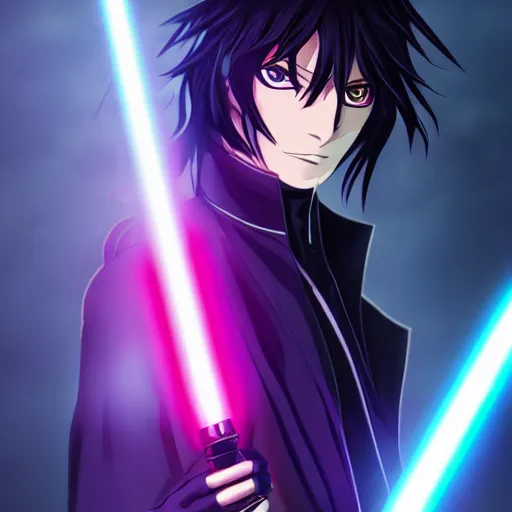 Levi Ackerman from Attack on Titan using lightsabers,, Stable Diffusion