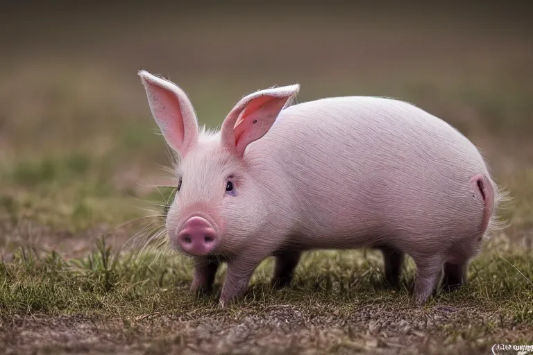 Prompt: a pig bunny!!! hybrid! hyper realistic!! realistic lighting!! wildlife photographer of the year!!! bold natural colors, national geographic, hd, wide angle, 8 k