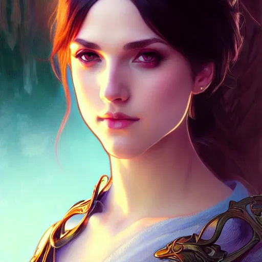 Image similar to courtney miller from smosh, closeup, d & d style, fantasy, intricate, elegant, highly detailed, digital painting, artstation, concept art, matte, sharp focus, illustration, art by artgerm and greg rutkowski and alphonse mucha