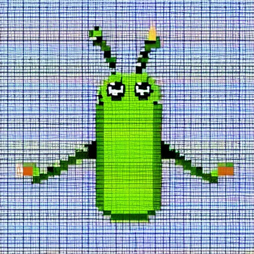 Prompt: happy pixelated larva
