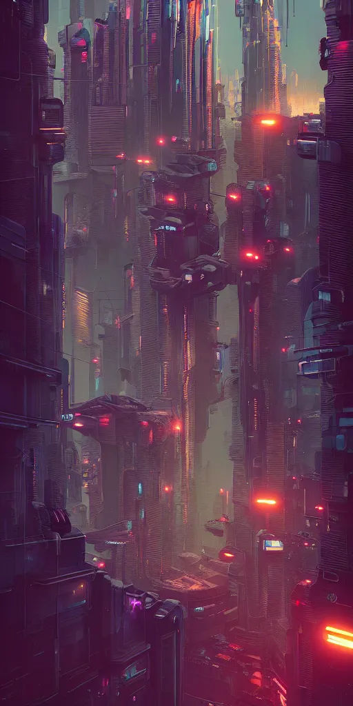 Image similar to cyberpunk cityscape :: James Guilleard, beeple ,laurie greasley, dan mcpharlin :: ornate, dynamic, particulate, rich colors, intricate, elegant, highly detailed, centered, artstation, smooth, sharp focus, octane render, 3d