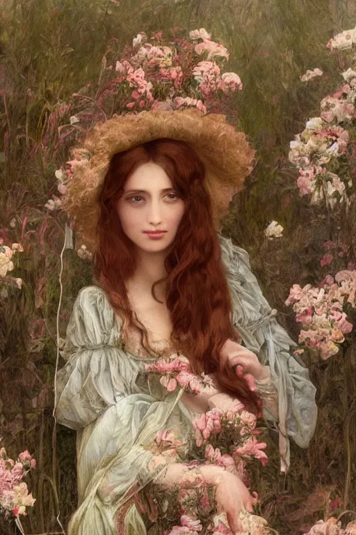 Image similar to An extremely beautiful pre-raphaelite portrait of a cute witch, surreal, ultradetailed, intricate, elegant, digital art painting, artstation, concept art, smooth, sharp focus, illustration, regal, award winning picture, extremely detailed masterpiece, sense of awe, featured on artstation, Artgerm, effervescent punk kawaii-noir pastel bubbles, winning award piece, ethereal rainbows, Aetherpunk, Exquisite details