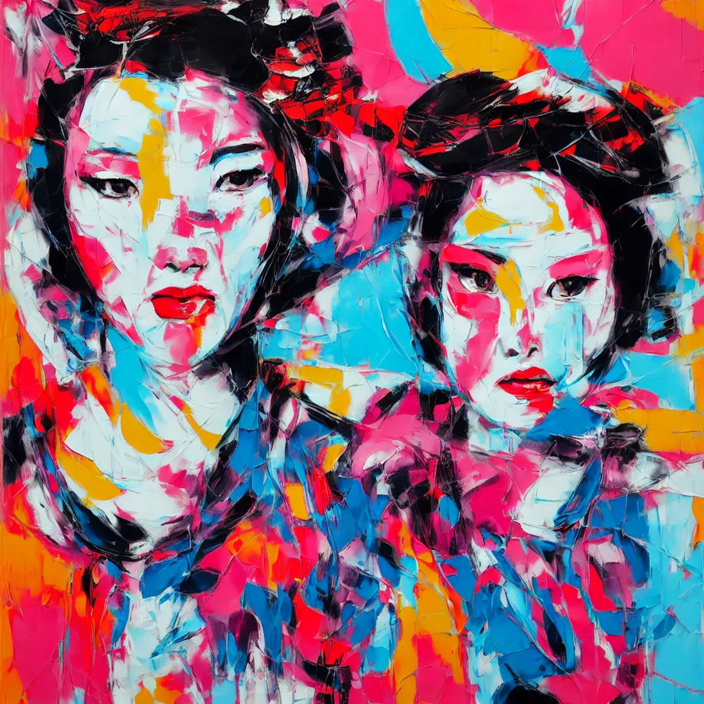 Prompt: portrait of geisha by francoise nielly