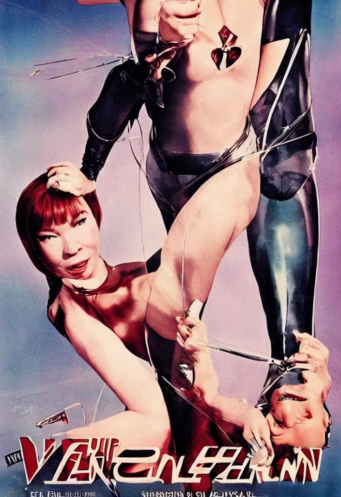 Image similar to “ film poster of shirley maclaine as æon flux from the 1 9 6 0 s ”