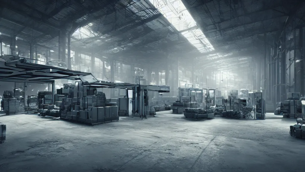 Image similar to an object render of an industrial sized 3 d printer futuristic, in a warehouse, by emmanuel shiu, trending on artstation, photorealistic, cryengine render 8 k uhd