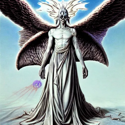 Prompt: an undead angel by kentaro miura and Wayne Barlowe