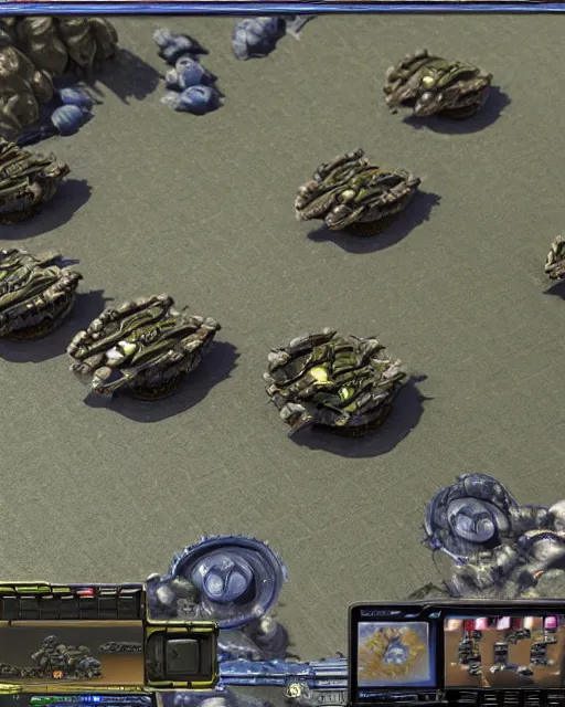 Image similar to starcraft game battle with tanks and marines, photorealism