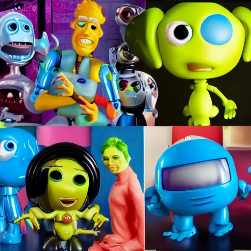 Image similar to single crazy melting plastic toy Pop Figure Robot monster 8K, by pixar, by dreamworks, in a Studio hollow, by jeff koons, by david lachapelle