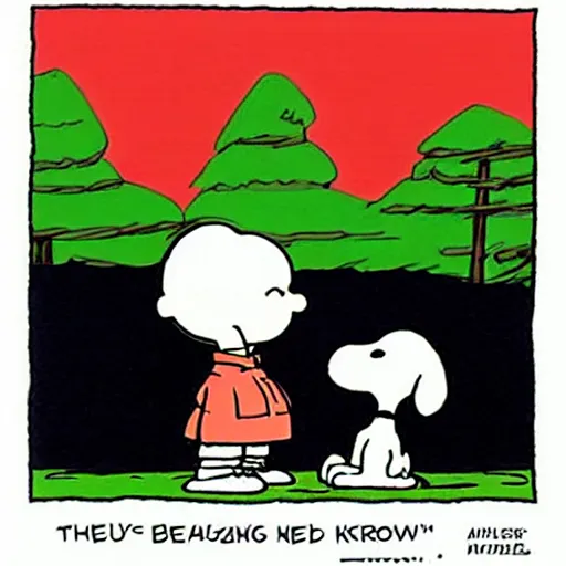 Image similar to snoopy slaps charlie brown, illustrated by charles schulz