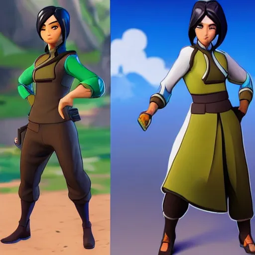 Image similar to toph beifong in fortnite, eyes closed, character render, full body shot, highly detailed, in game render