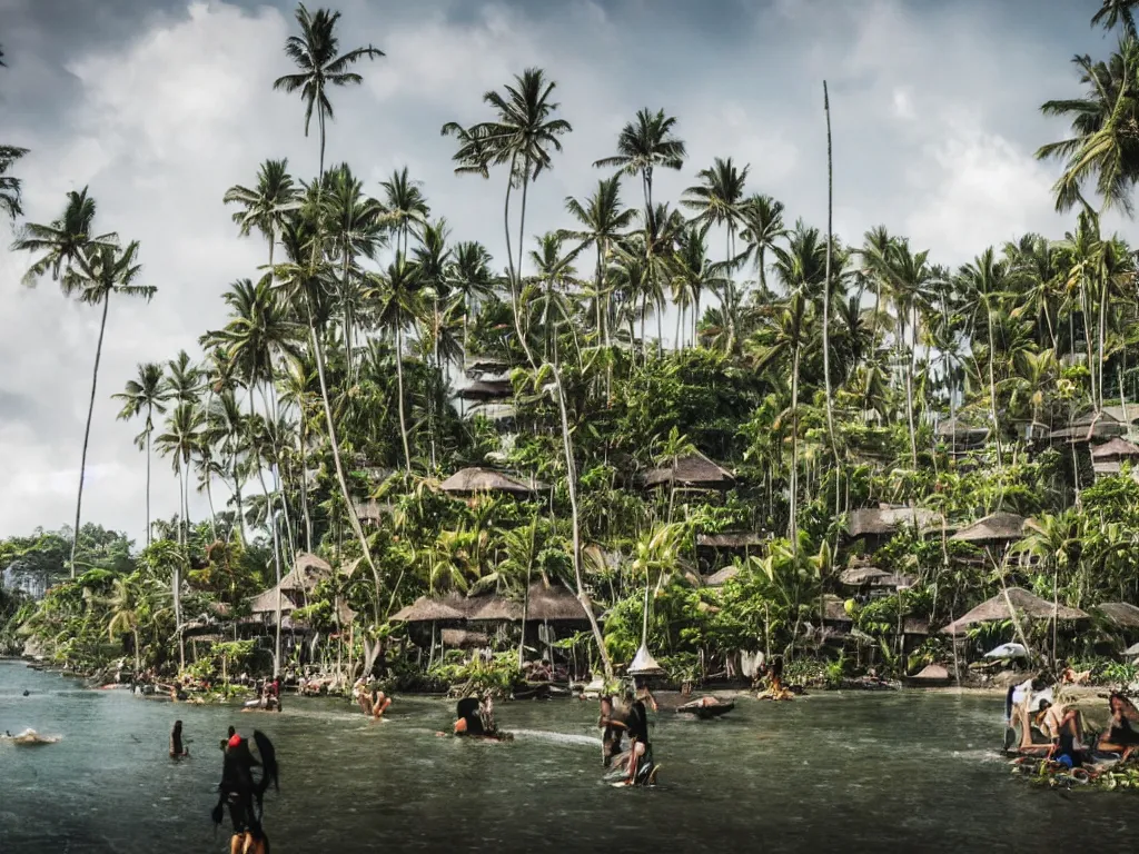 Image similar to a photo of futuristic bali island in the year 2 0 5 0, perfect faces, 5 0 mm, award winning photography