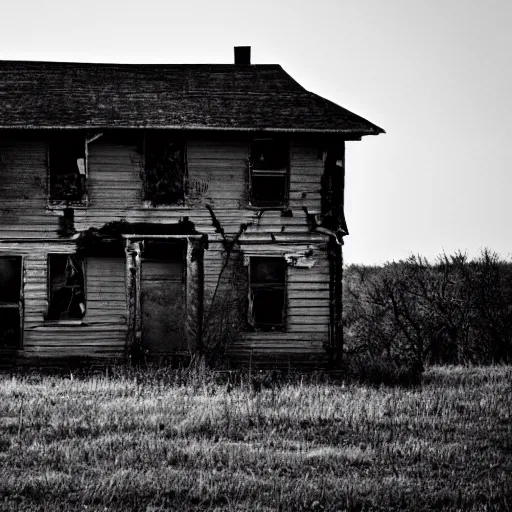 Image similar to an abandonded house near dekalb, illinois. grainy black and white photography