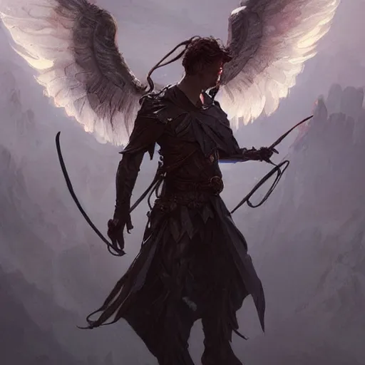 Fallen angel - black and white and vibrant art store - Digital Art, Fantasy  & Mythology, Fantasy Men & Women, Males - ArtPal