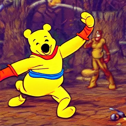 Prompt: winnie the pooh as dhalsim in street fighter