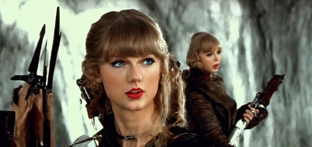 Image similar to a still of Taylor Swift in Return of the jedi 1983