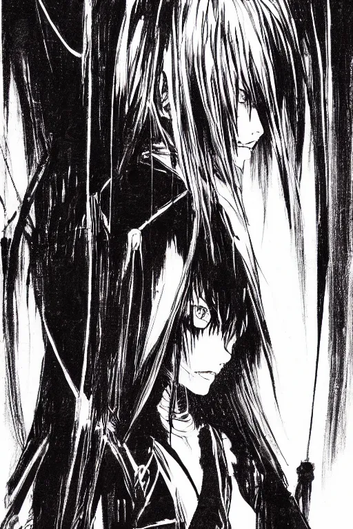 Prompt: a dark little girl by Tsutomu Nihei