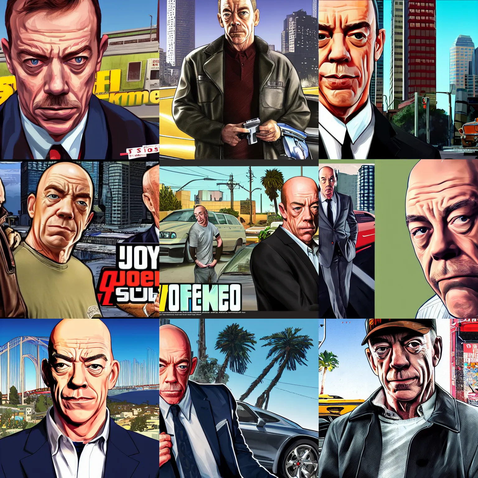 Prompt: jk simmons in gta v promotional art by stephen bliss