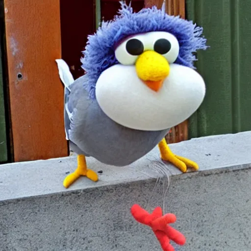 Image similar to bert from sesame street merged with a pidgeon