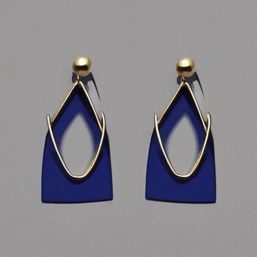 Image similar to “minimalistic beautiful surprising unusual abstract asymmetric earring design”