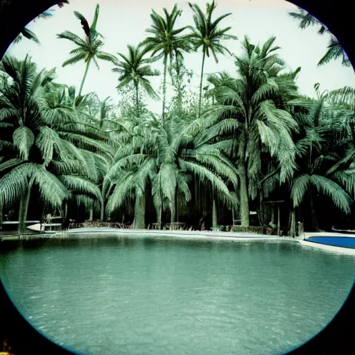 Image similar to inside waterpark with ferns and palm trees, liminal, photo from the 80s, found footage, wideangle,