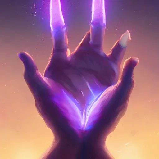 Image similar to glowing hands with fingers floating, eyes in the hand, glowing fingers, violet theme, bright art masterpiece artstation. 8 k, sharp high quality artwork in style of jose daniel cabrera pena and greg rutkowski, concept art by tooth wu, blizzard warcraft artwork, hearthstone card game artwork, human anatomy