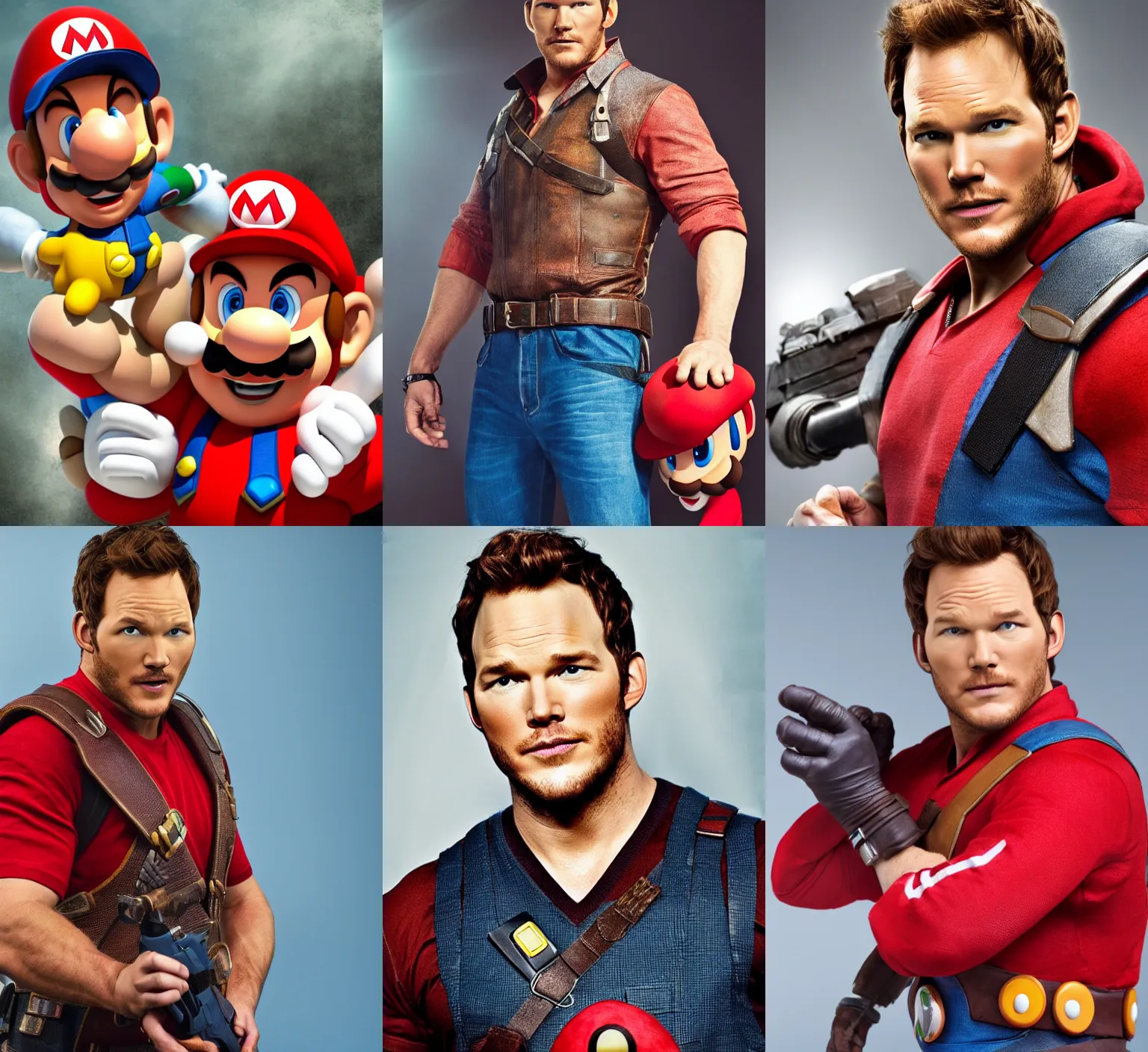 Prompt: chris pratt as mario, detailed face, good lighting, promo shoot, studio lighting