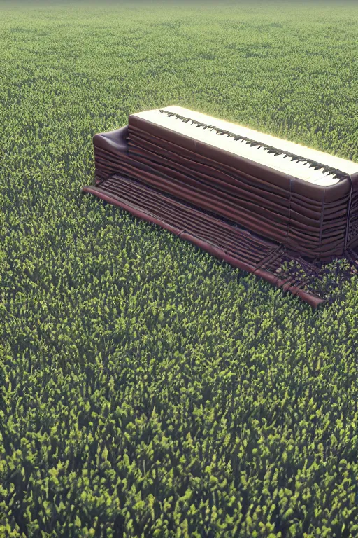 Image similar to a large organ in the middle of a field, trending on artstation, render, 3 d, octane, 4 k, 8 k, unreal engine, cinema 4 d