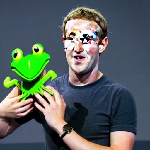 Image similar to mark zuckerberg holding a frog