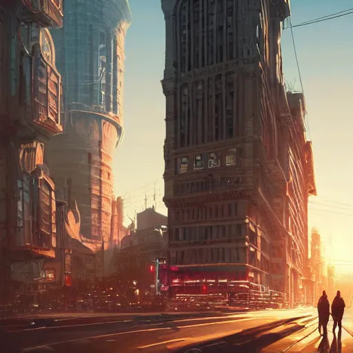 Image similar to detailed intricate digital illustration by greg rutkowski and artgerm and wlop and sanford robinson gifford ; anatomical human veins loom over city intersection ; 1 3 mm film, arri alfa anamorphic lens ; sharp focus ; golden hour, trending on artstation 8 k