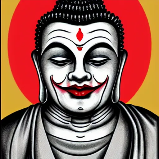 Image similar to the buddha as the joker