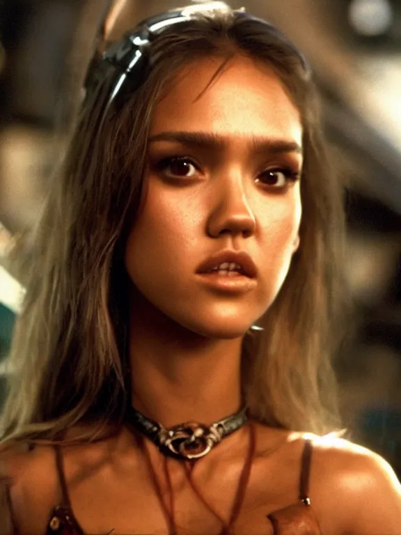 Image similar to hyperdetailed close shot of young jessica alba as space pirate, fine - face, pretty face