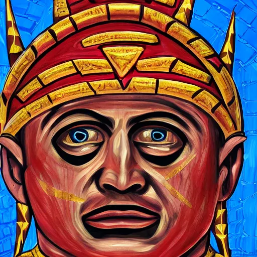 Prompt: benjamin netanyahu as aztec god painted, high detail, sharp focus, 4 k