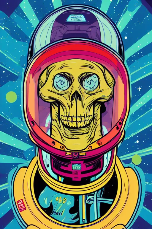 Image similar to portrait of a astronaut skeletor, art by butcher billy, sticker, colorful, illustration, highly detailed, simple, smooth and clean vector curves, no jagged lines, vector art, smooth