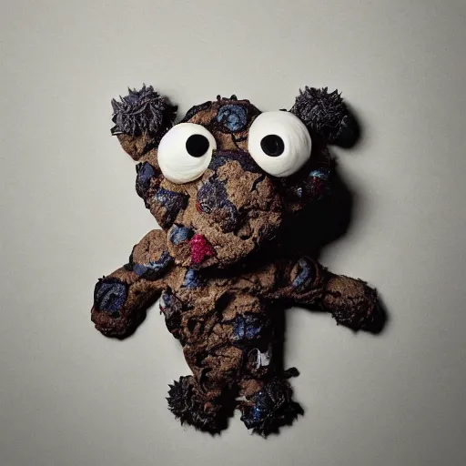 Image similar to cookie monsta plush made of weed buds eating a cookie photography portrait stylised jonathan zawada lit from multiple angles soft