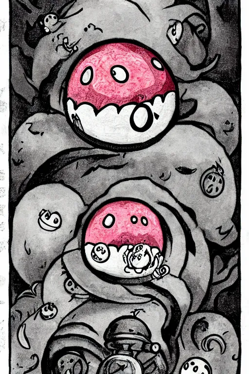 Prompt: JigglyPuff Nightmare Orb from lovecraft picture in the style of Jansson, Alexander