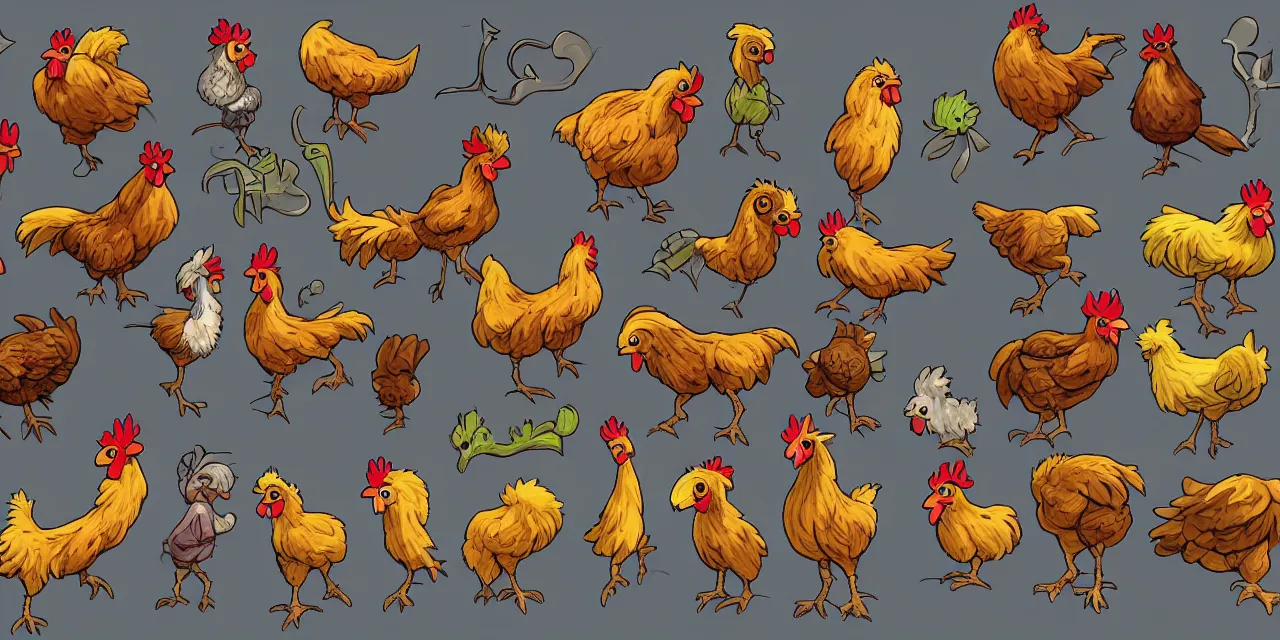 Game Asset Sheet, 2 D Sprite, Chickens Young Old 