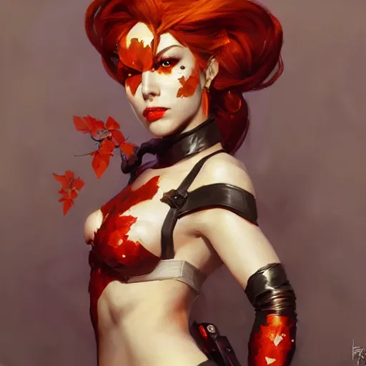 Prompt: greg manchess portrait painting of armored poison ivy as overwatch character, medium shot, asymmetrical, profile picture, organic painting, sunny day, matte painting, bold shapes, hard edges, street art, trending on artstation, by huang guangjian and gil elvgren and sachin teng